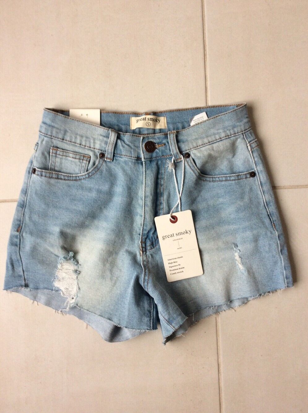 Great Smoky Cut Off Shorts Denim Jean High Waist Distressed
